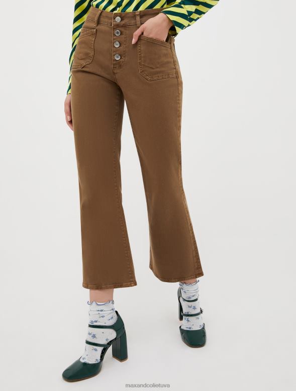 apģērbu 8VJP717 haki zaļš kokvilnas bikses ar platumu sievietes MAX&Co.