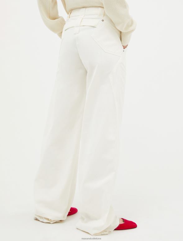 apģērbu 8VJP725 balts kokvilnas urbuma bikses sievietes MAX&Co.