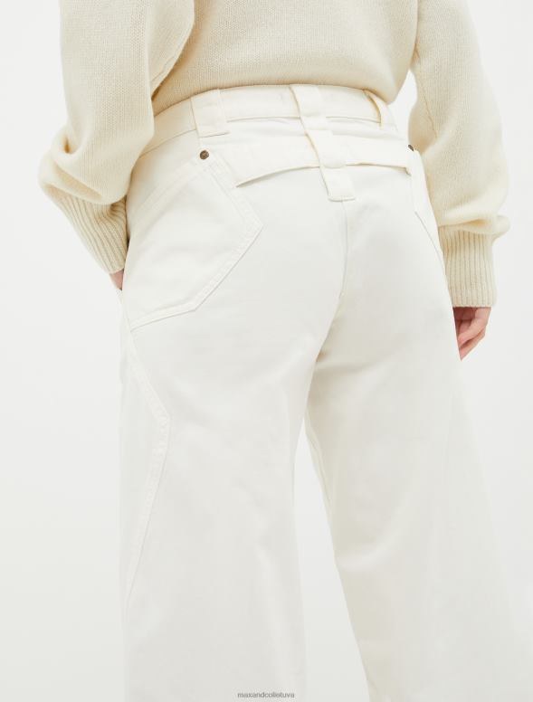 apģērbu 8VJP725 balts kokvilnas urbuma bikses sievietes MAX&Co.