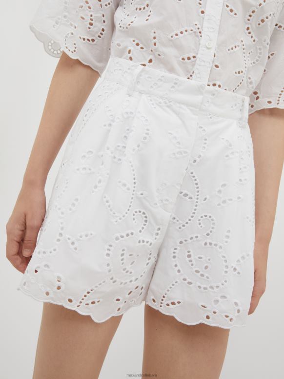 apģērbu 8VJP727 optika balta kokvilnas broderie-anglaise šorti sievietes MAX&Co.