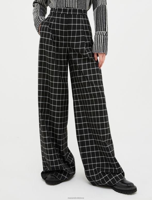 apģērbu 8VJP738 melns raksts platas bikses sievietes MAX&Co.