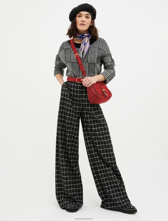 apģērbu 8VJP738 melns raksts platas bikses sievietes MAX&Co.