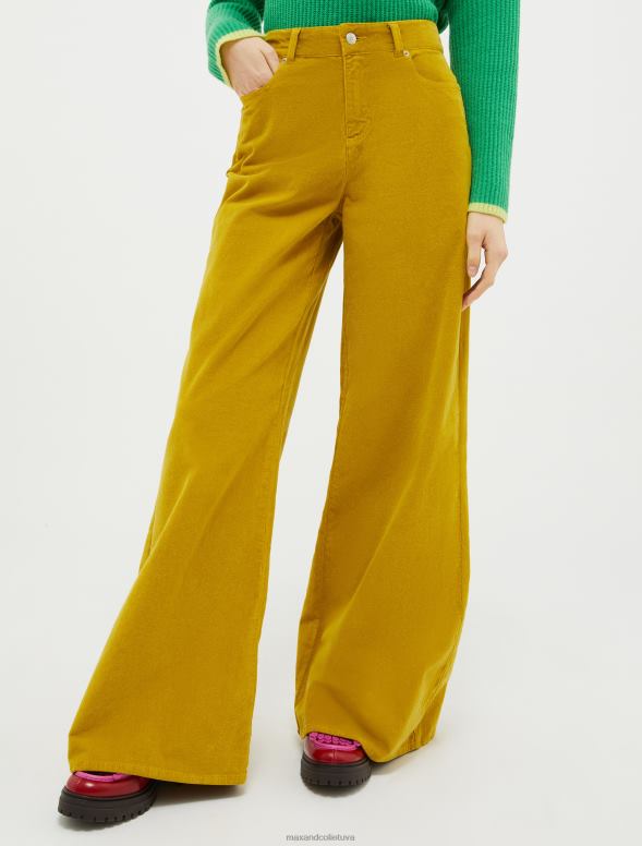apģērbu 8VJP740 maigi dzeltens samta palazzo bikses sievietes MAX&Co.