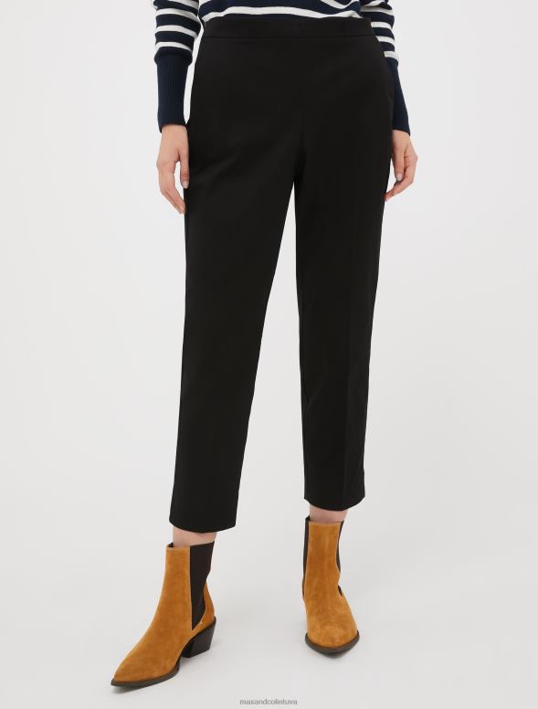apģērbu 8VJP746 melns kokvilnas gabardīna bikses sievietes MAX&Co.