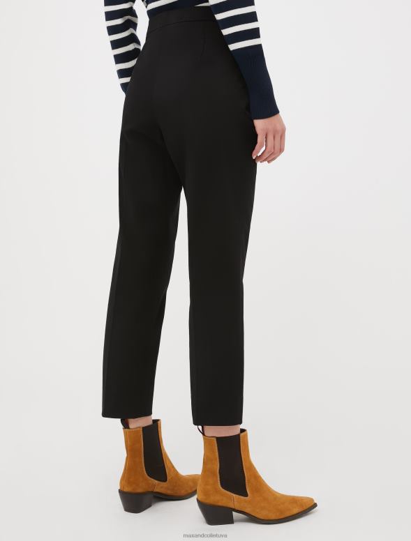apģērbu 8VJP746 melns kokvilnas gabardīna bikses sievietes MAX&Co.