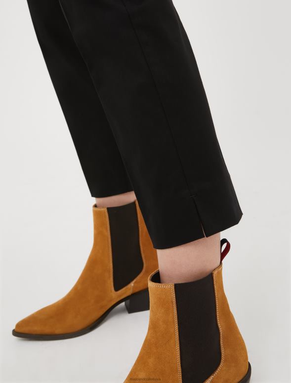 apģērbu 8VJP746 melns kokvilnas gabardīna bikses sievietes MAX&Co.