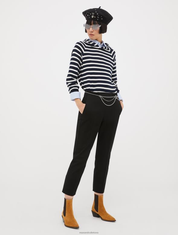 apģērbu 8VJP746 melns kokvilnas gabardīna bikses sievietes MAX&Co.