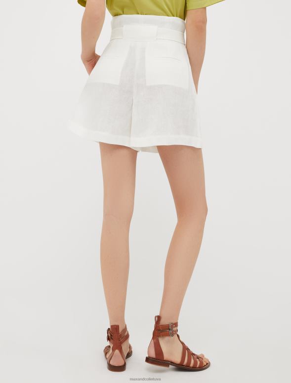 apģērbu 8VJP751 balts viegli lina šorti sievietes MAX&Co.