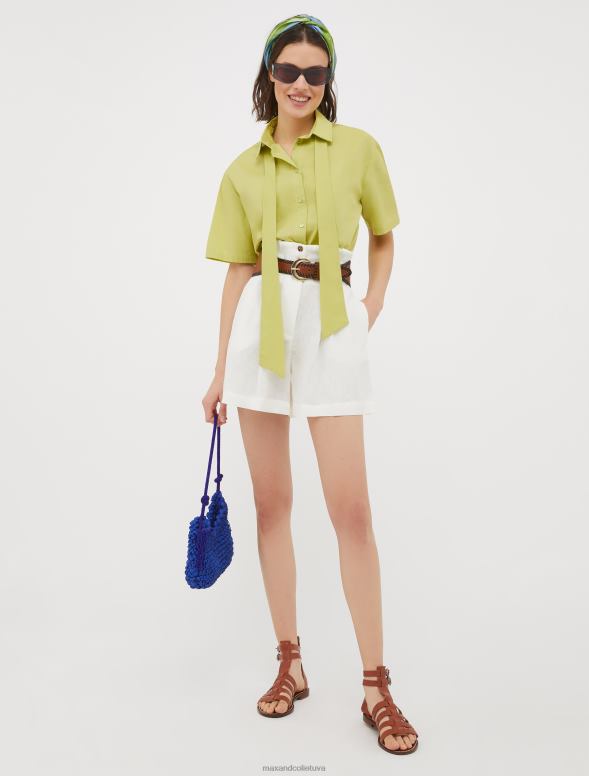 apģērbu 8VJP751 balts viegli lina šorti sievietes MAX&Co.