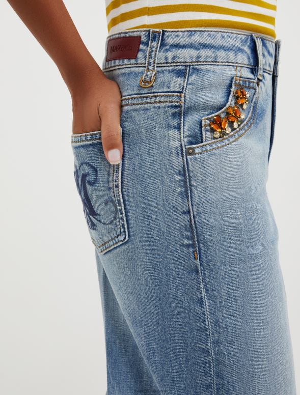 apģērbu 8VJP701 pusnakts zils ar rhinestone izrotāti džinsi sievietes MAX&Co.