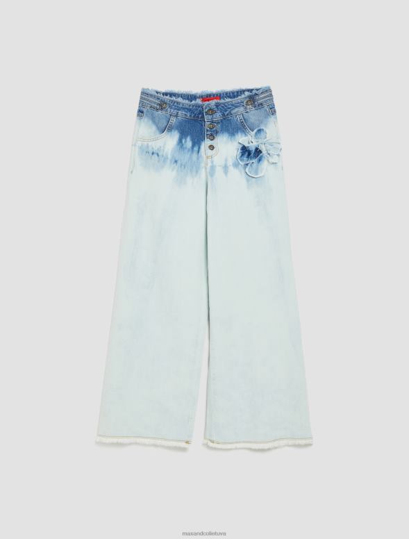 apģērbu 8VJP724 gaiši zils aplikēti piesieti apgriezti džinsi sievietes MAX&Co.