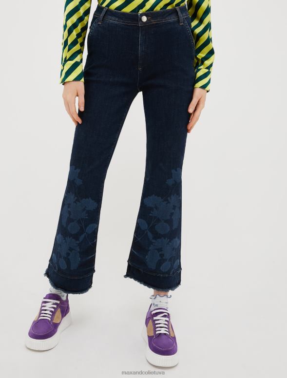 apģērbu 8VJP729 jūras zils elastīgi džinsi ar bārkstīm sievietes MAX&Co.