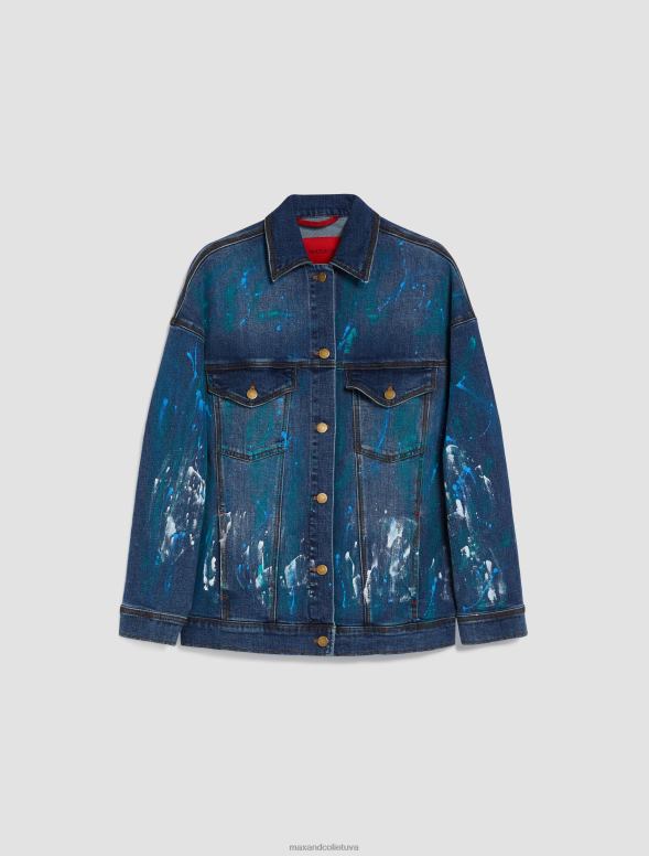 apģērbu 8VJP803 pusnakts zils ar rokām apgleznota džinsa jaka sievietes MAX&Co.