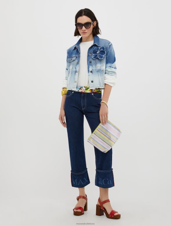 apģērbu 8VJP804 gaiši zils piesienama džinsa jaka sievietes MAX&Co.