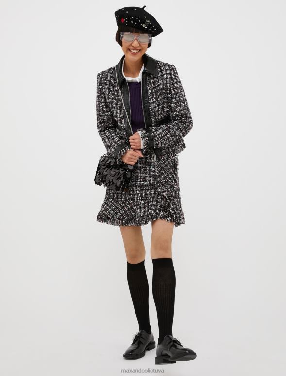 apģērbu 8VJP281 melns raksts Mini svārki ar bārkstīm sievietes MAX&Co.