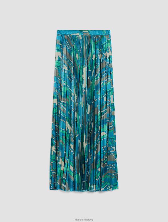 apģērbu 8VJP754 zaļš raksts kroku džersija svārki sievietes MAX&Co.