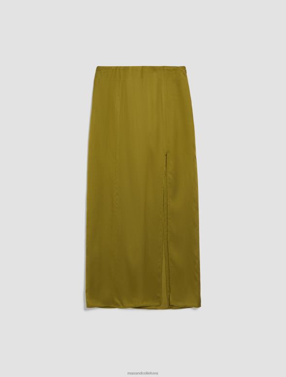 apģērbu 8VJP755 olīvu zaļš satīna svārki ar sānu šķēlumu sievietes MAX&Co.