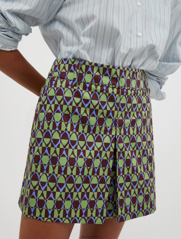 apģērbu 8VJP756 zaļš raksts kokvilnas-satīna mini svārki sievietes MAX&Co.