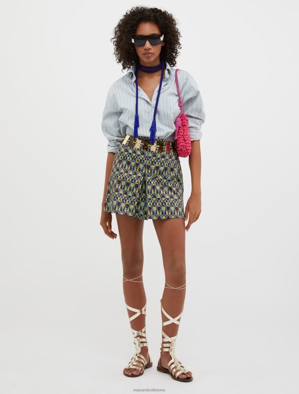 apģērbu 8VJP756 zaļš raksts kokvilnas-satīna mini svārki sievietes MAX&Co.