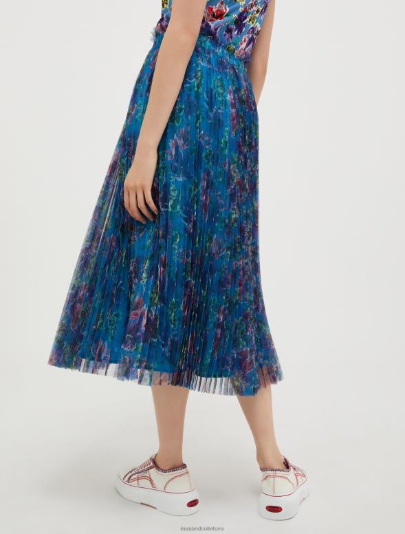 apģērbu 8VJP760 gaiši zils raksts kroku tilla-jersey midi svārki sievietes MAX&Co.