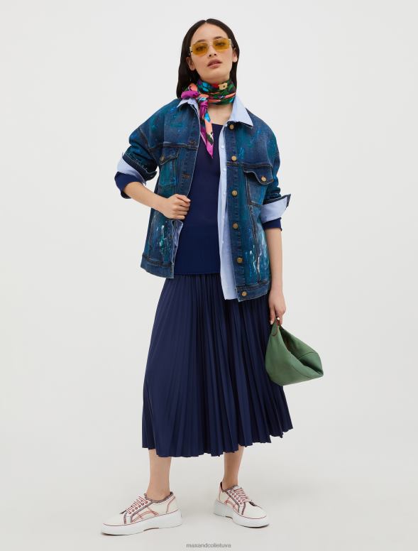 apģērbu 8VJP762 Ķīnas zils kroku džersija midi svārki sievietes MAX&Co.