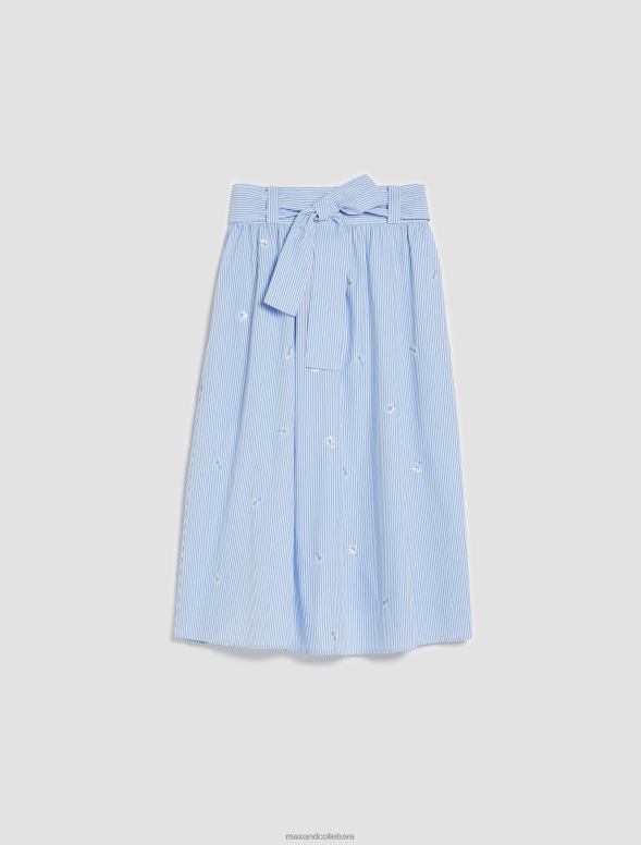 apģērbu 8VJP763 gaiši zils raksts svītraini kokvilnas-poplīna midi svārki sievietes MAX&Co.