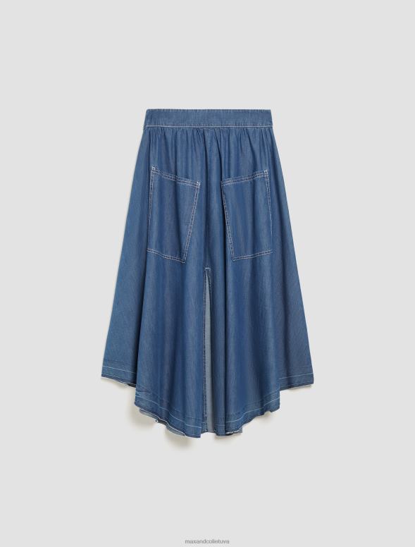 apģērbu 8VJP764 pusnakts zils chambray kokvilnas apļa svārki sievietes MAX&Co.