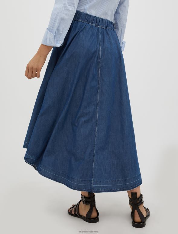 apģērbu 8VJP764 pusnakts zils chambray kokvilnas apļa svārki sievietes MAX&Co.
