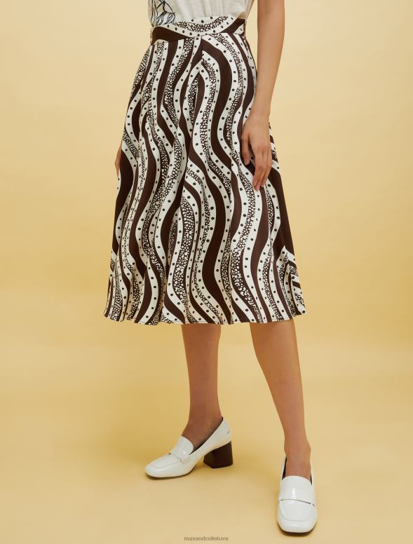 apģērbu 8VJP768 brūns raksts cilvēki, vietas, krāsu apļa svārki sievietes MAX&Co.