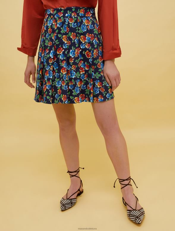 apģērbu 8VJP769 tumši zils raksts cilvēki, vietas, krāsa kroku svārki sievietes MAX&Co.