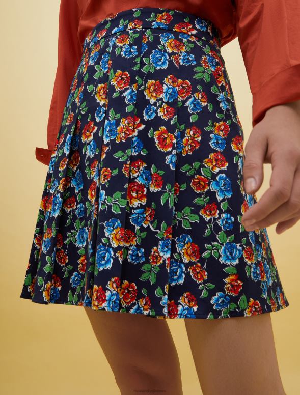 apģērbu 8VJP769 tumši zils raksts cilvēki, vietas, krāsa kroku svārki sievietes MAX&Co.