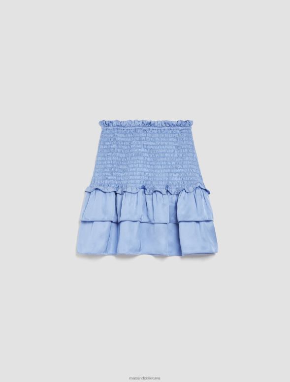 apģērbu 8VJP770 gaiši zils volāni satīna mini svārki sievietes MAX&Co.