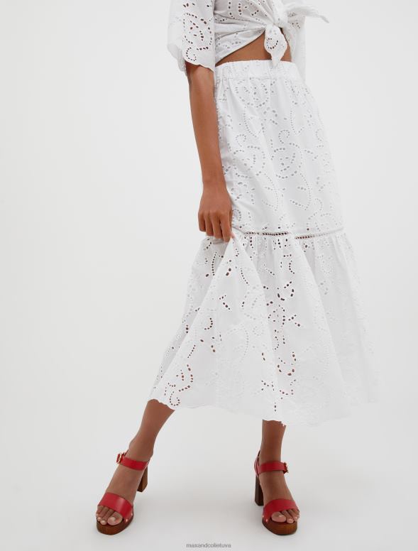 apģērbu 8VJP771 optika balta Broderie-anglaise kokvilnas maksi svārki sievietes MAX&Co.