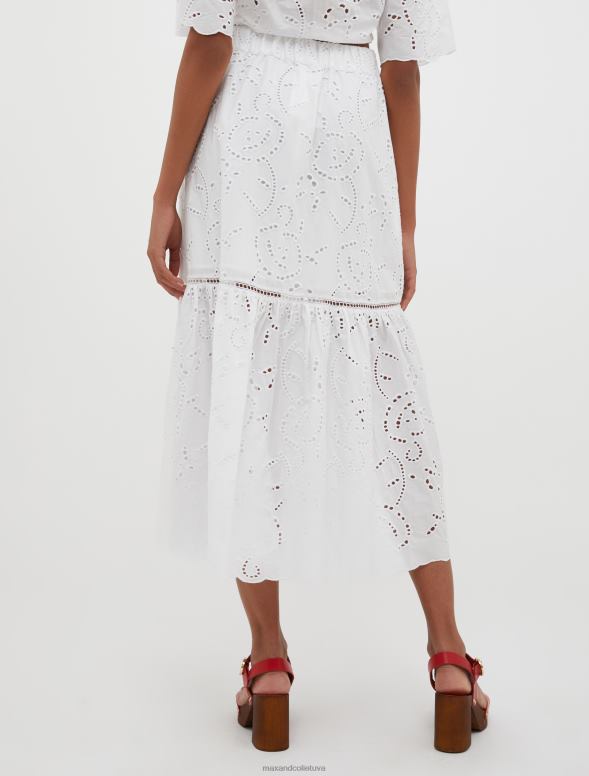 apģērbu 8VJP771 optika balta Broderie-anglaise kokvilnas maksi svārki sievietes MAX&Co.