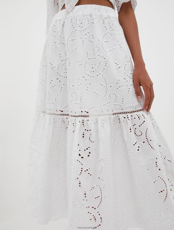 apģērbu 8VJP771 optika balta Broderie-anglaise kokvilnas maksi svārki sievietes MAX&Co.