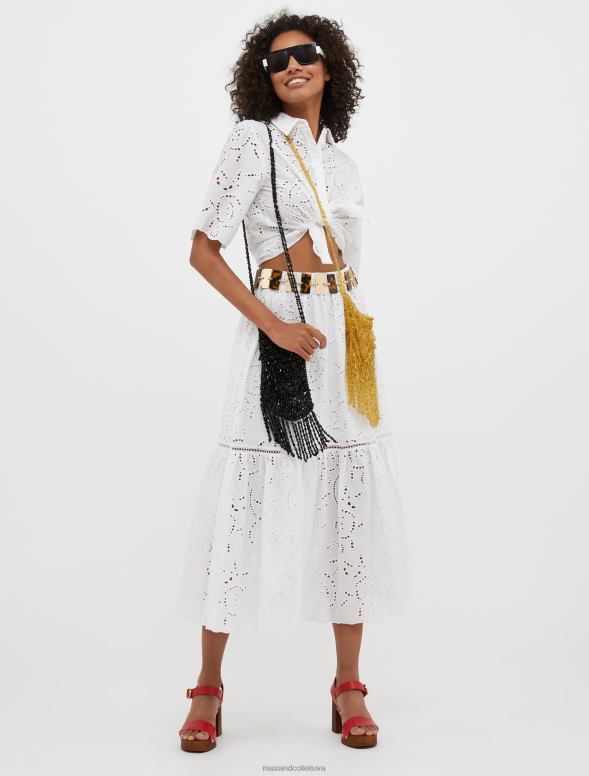 apģērbu 8VJP771 optika balta Broderie-anglaise kokvilnas maksi svārki sievietes MAX&Co.