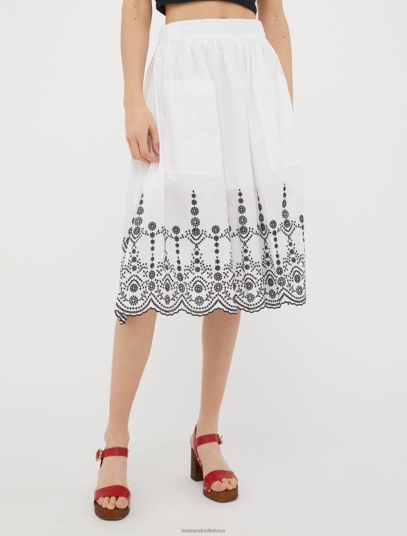 apģērbu 8VJP776 ziloņkauls broderie anglaise kokvilnas svārki sievietes MAX&Co.