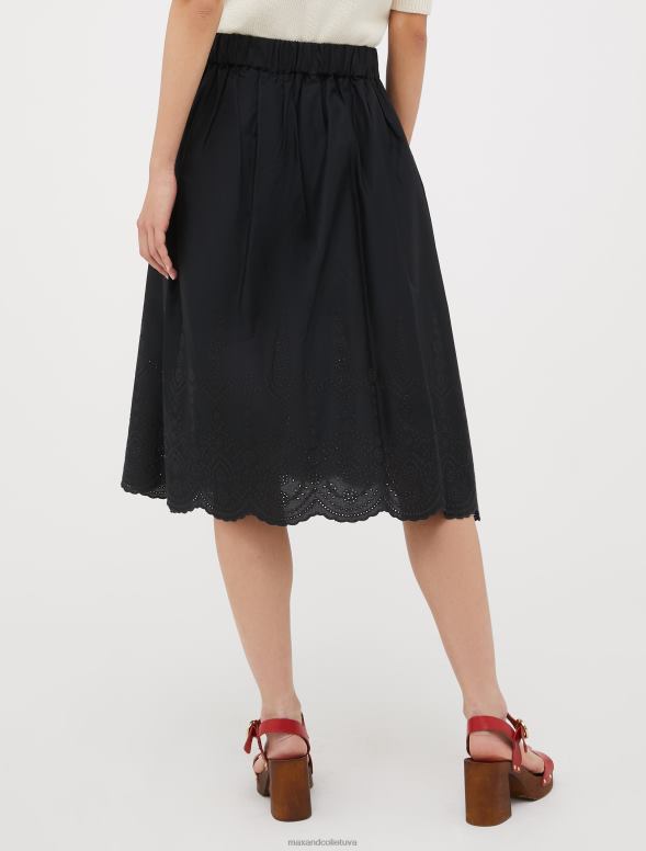 apģērbu 8VJP777 melns broderie anglaise kokvilnas svārki sievietes MAX&Co.