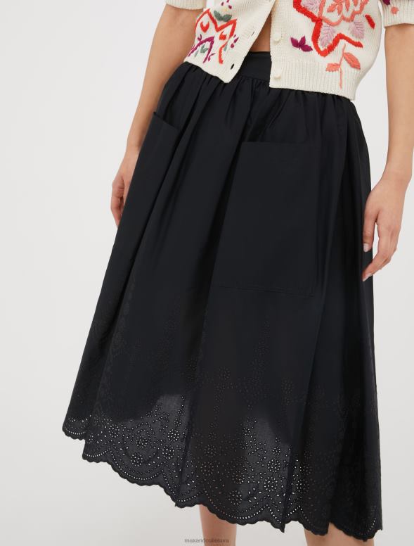apģērbu 8VJP777 melns broderie anglaise kokvilnas svārki sievietes MAX&Co.