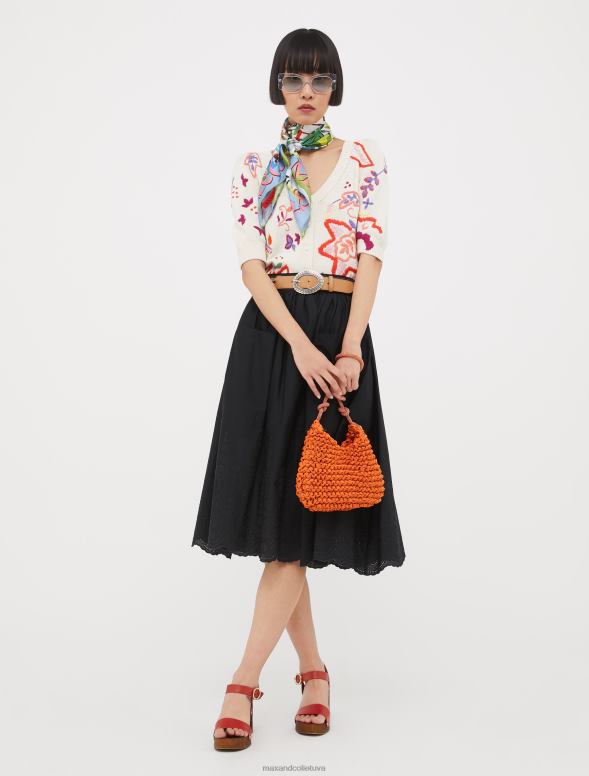 apģērbu 8VJP777 melns broderie anglaise kokvilnas svārki sievietes MAX&Co.