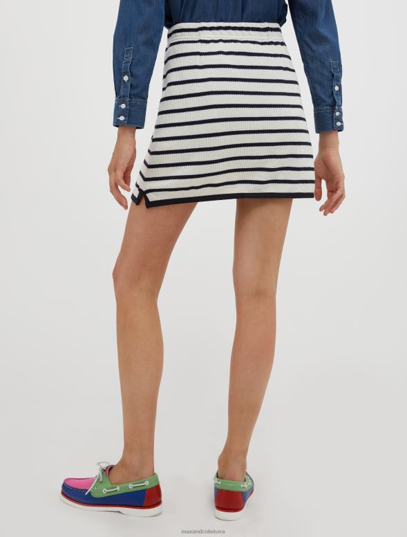 apģērbu 8VJP778 balts raksts rievoti džersija mariniere mini svārki sievietes MAX&Co.