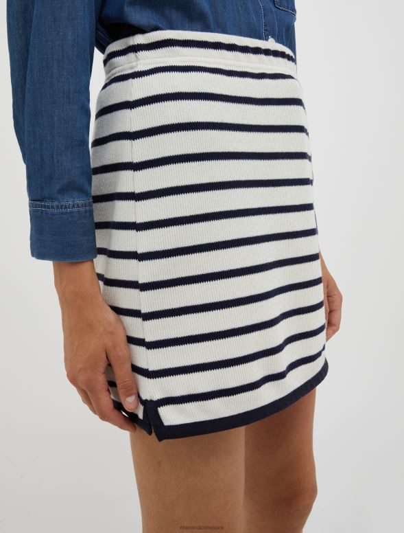 apģērbu 8VJP778 balts raksts rievoti džersija mariniere mini svārki sievietes MAX&Co.