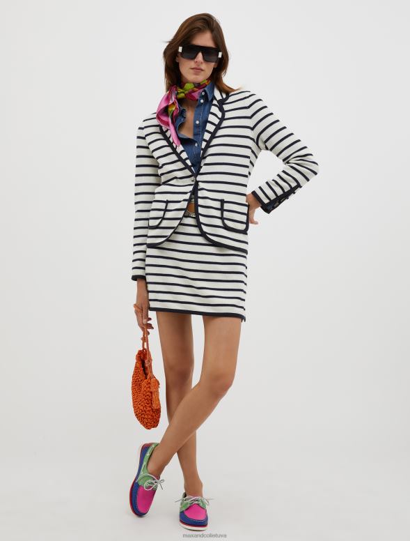 apģērbu 8VJP778 balts raksts rievoti džersija mariniere mini svārki sievietes MAX&Co.