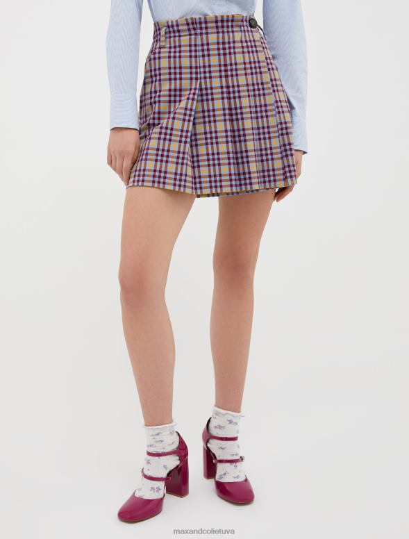 apģērbu 8VJP783 sarkans raksts kroku stiepuma sarža mini svārki sievietes MAX&Co.