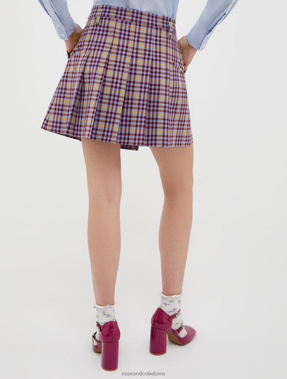 apģērbu 8VJP783 sarkans raksts kroku stiepuma sarža mini svārki sievietes MAX&Co.