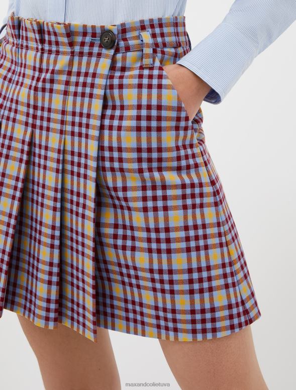 apģērbu 8VJP783 sarkans raksts kroku stiepuma sarža mini svārki sievietes MAX&Co.