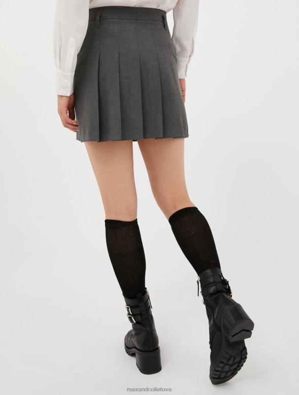 apģērbu 8VJP784 tumši pelēks kroku stiepuma sarža mini svārki sievietes MAX&Co.