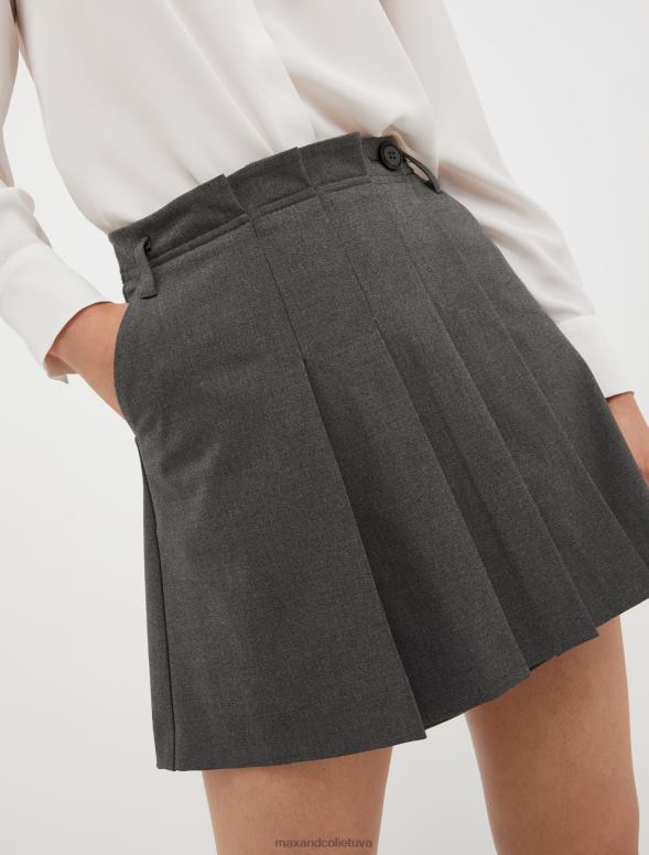 apģērbu 8VJP784 tumši pelēks kroku stiepuma sarža mini svārki sievietes MAX&Co.