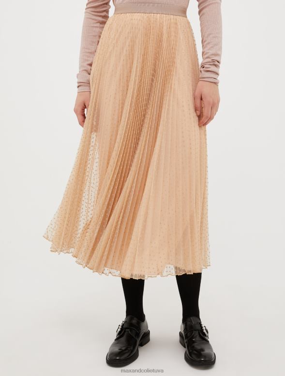 apģērbu 8VJP786 ziloņkauls kroku džersija tilla midi svārki sievietes MAX&Co.