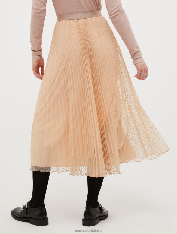 apģērbu 8VJP786 ziloņkauls kroku džersija tilla midi svārki sievietes MAX&Co.